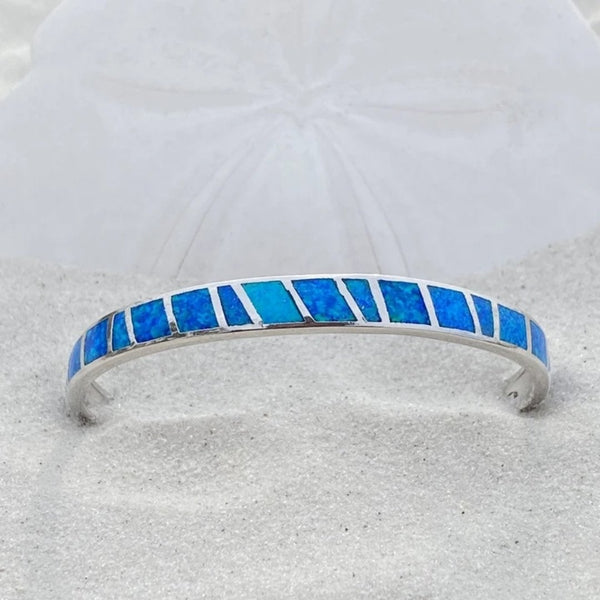 Brazalete de Ópalo Azul y Plata