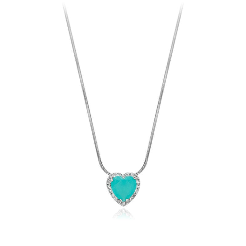 Collar - Heart Blue Crystal