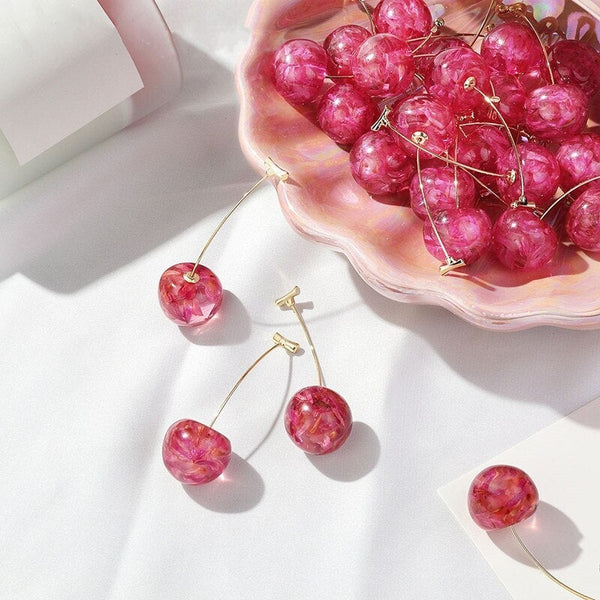 Aretes de Lujo Cereza Rosa